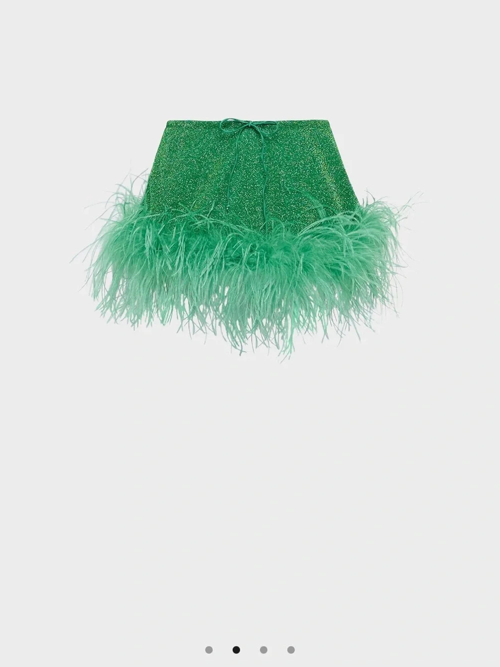 Oseree Green Lumière Feather trimmed Metallic Shorts and matching bikini Set S